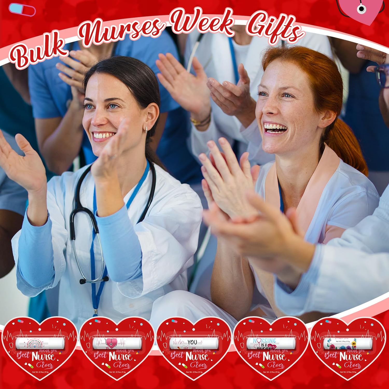 60 Pack Nurses Appreciation Gifts Bulk Nurses Week Lip Balms Hospital Staff Team Thank You Gifts Winter New Year Appreciation Party Favors for Coworkers Midwife Women Volunteer Presents