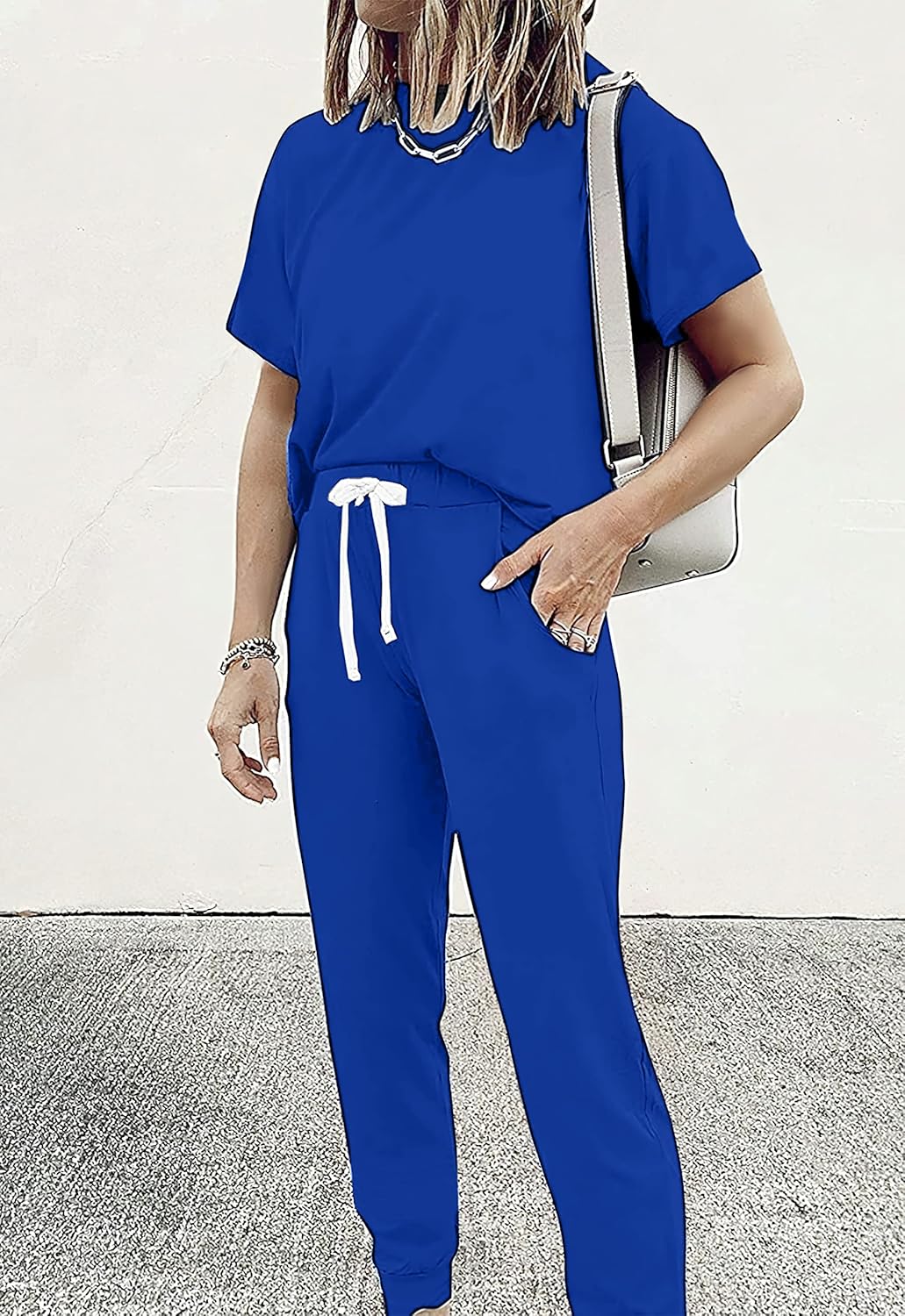 PRETTYGARDEN Women Summer Two Piece Outfits Striped Short Sleeve Pullover and Long Pants Tracksuit Travel Pajama Lounge Set