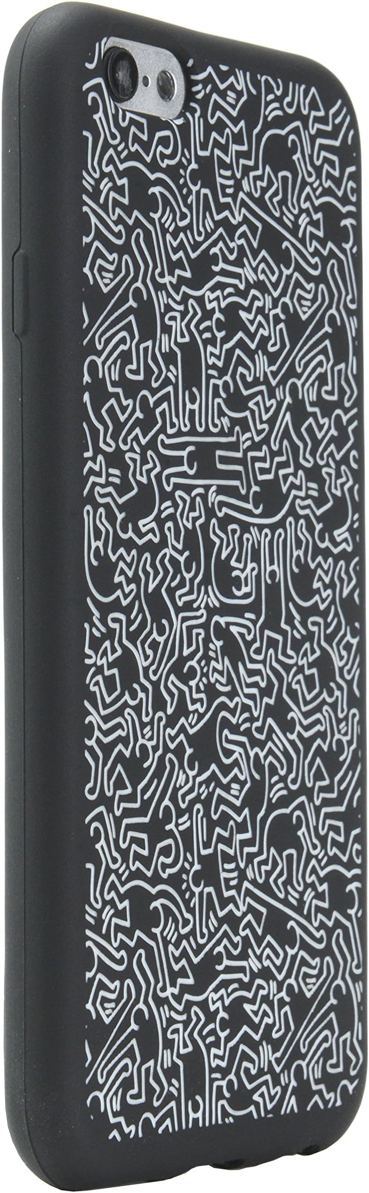 GRAPHT Keith Haring Official Licensed Collection Laser Engraved Silicone Case for iPhone 6, 4.7 inch People Black and White