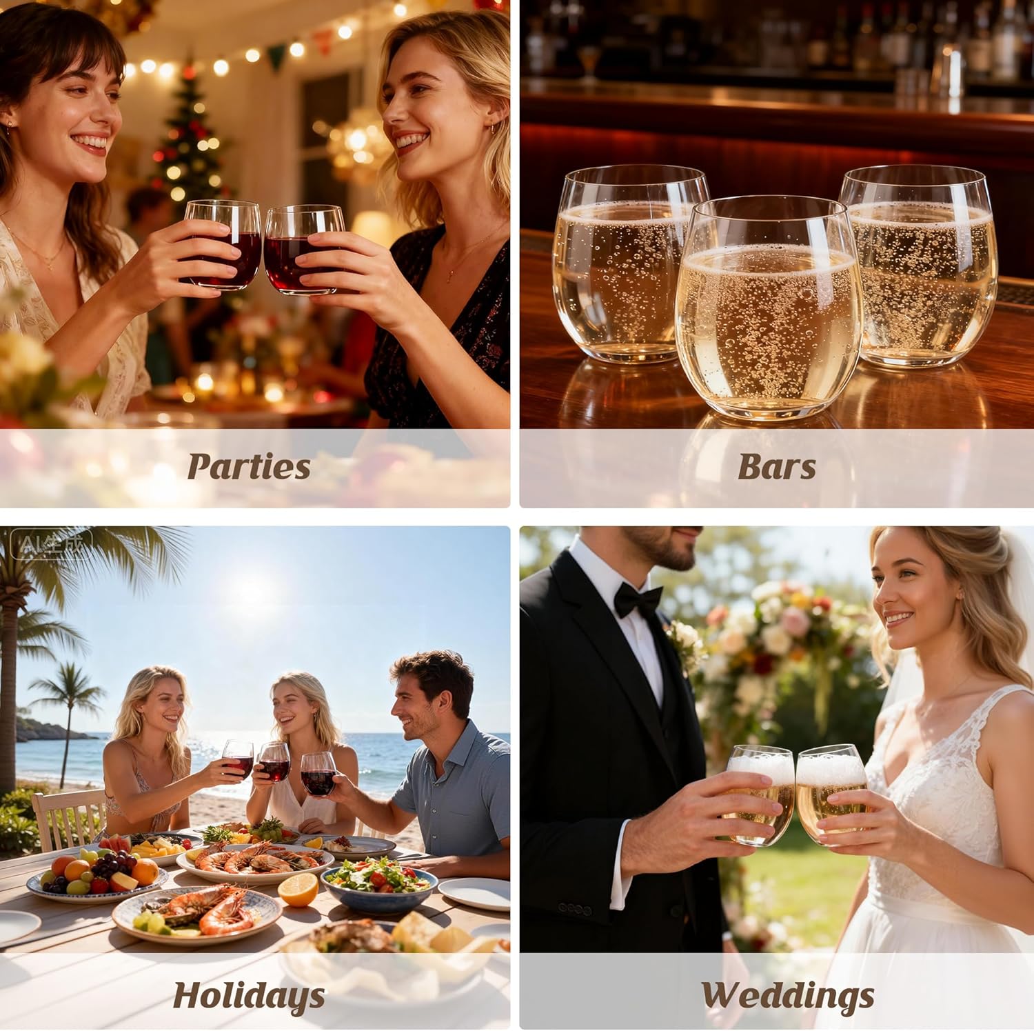 24 Pack 12oz Plastic Stemless Wine Glasses, Disposable Clear Wine Cups - Shatterproof, Unbreakable & BPA-Free, Recyclable Drinkware for Wedding Reception, Birthday Party, New Year, Holidays & Events - Image 7