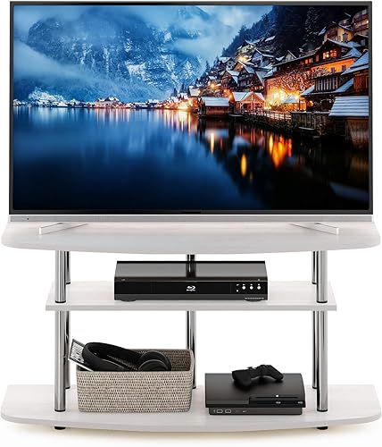 Miniatura 26 de Furinno Tools - Mesa de 3 niveles para TV., Madera, Roble francés gris/negro. Roble francés gris/negro.,Marron oscuro,Espresso / negro,Ámbar