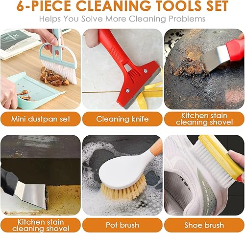 Miniatura 3 de Juego de escoba y recogedor con mango largo, resistente al viento con escoba, combo para el hogar, cocina, oficina, vestíbulo, uso en el suelo (rojo