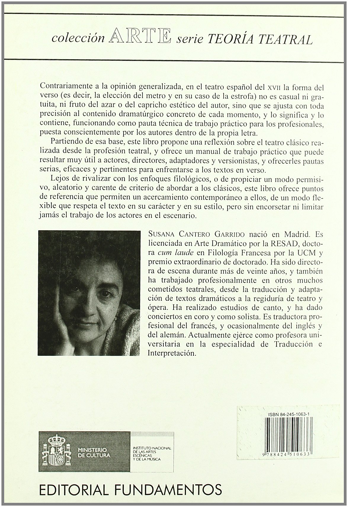 Dramaturgia y práctica escénica del verso clásico español - Susana Cantero -5% en libros: 151 (Arte / Teoría teatral)