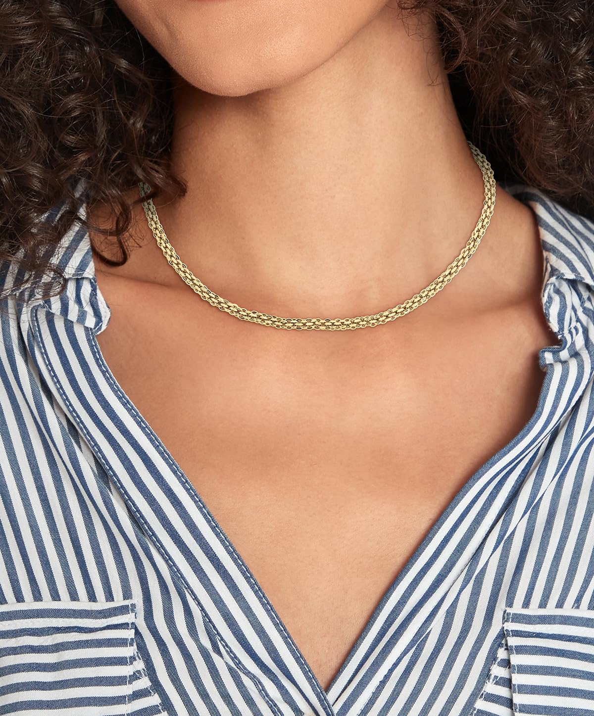 Tommy Hilfiger Joyería para Mujer: Pulsera de Cadena de Acero Inoxidable Chapada en Oro de 23K y Collar a Juego