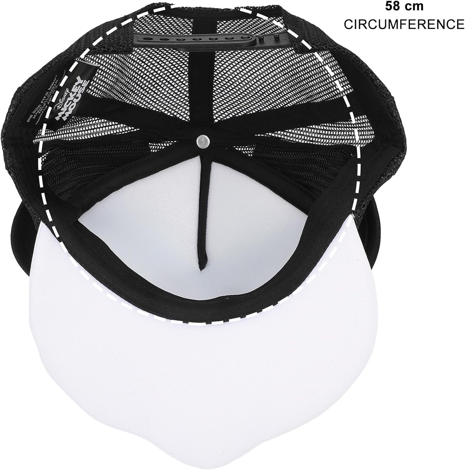 Bioworld Mickey Mouse Die Cut Bill and Ear Applique Nylon and Mesh B5 Trucker Hat Snapback