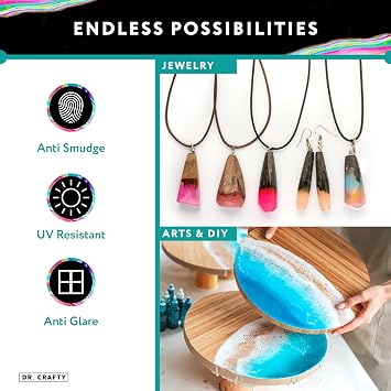 DR CRAFTY Clear Epoxy Resin Kit - Table Top, Art, Craft, Jewelry Casting, DIY, Tumblers & Wood - 2 Part Kit (16 Ounces)