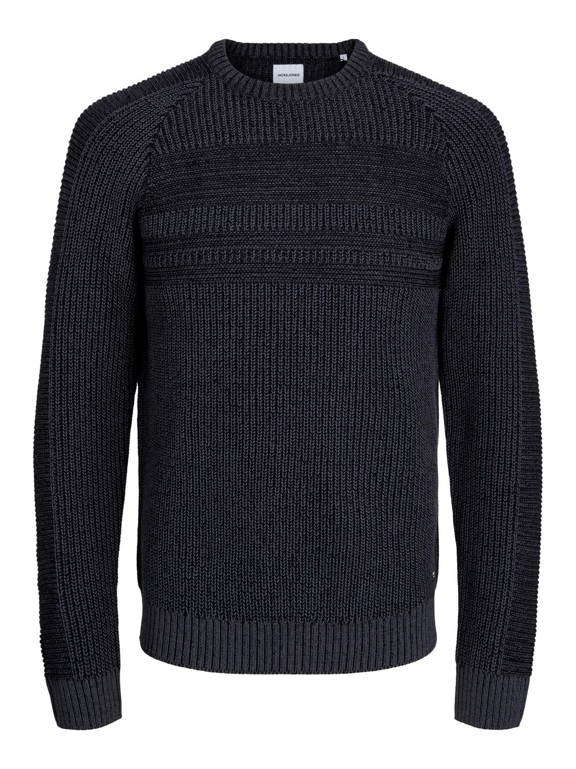 JACK&JONES Men's JJPOWER Knit Crew Neck Sweater, Black, XL