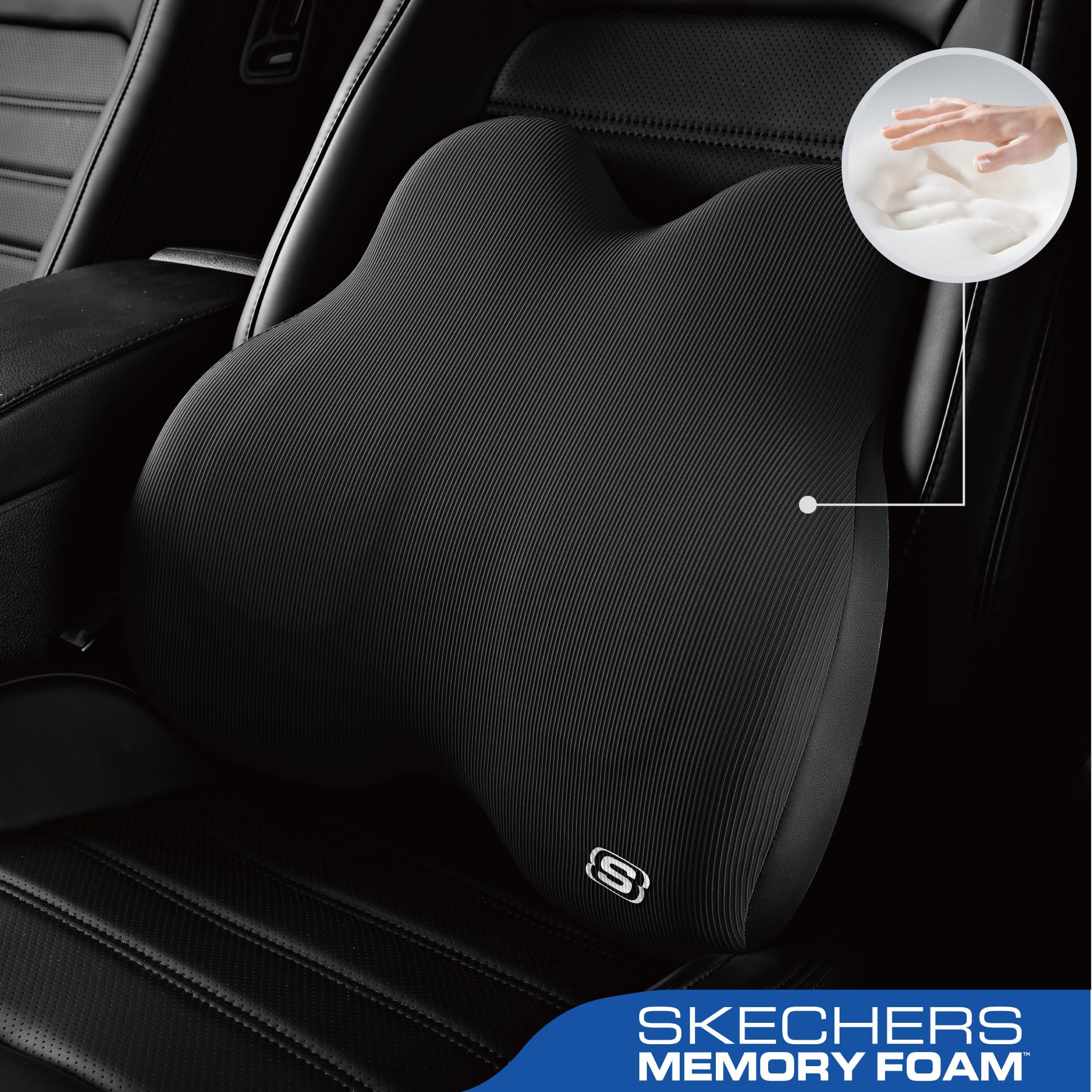 Skechers Lendenkissen aus Memory-Schaum, Lendenwirbelstützkissen für Büro, Stuhl, Schmerzlinderung im unteren Rücken, ergonomisches Design, Rückenstützkissen für Bürostuhl, Auto, Zuhause, Reisen