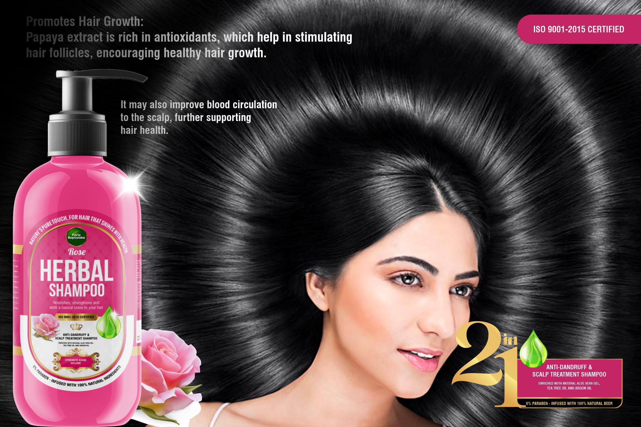 Parle Ropvatika 5 Liter Rose Herbal Shampoo, Anti-Dandruff, Hair Fall Control and Scalp Treatment with Natural Ingredients, Tea Tree Oil, Aloevara and Argan Oil, for Men Woman (Rose 5 Liter) 1