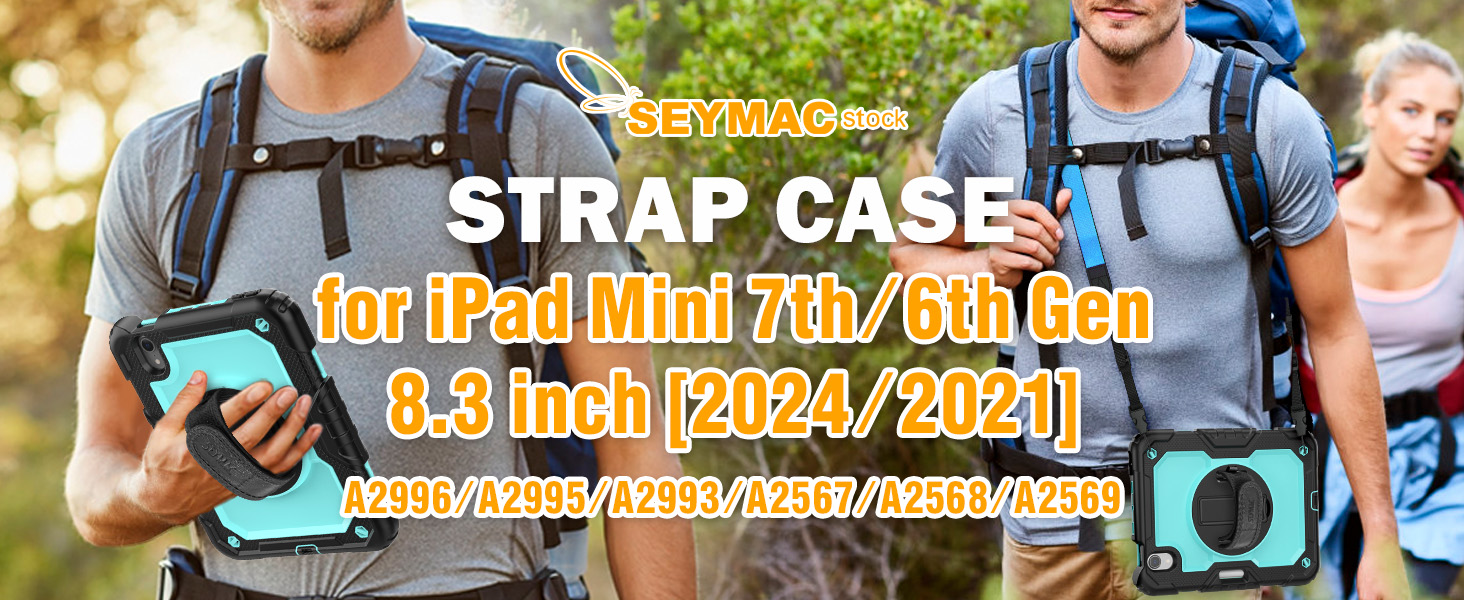 SEYMAC stock Case for iPad mini 7 (A17 Pro) 2024/ Mini 6 8.3'' with Screen Protector Pencil Holder [360 Rotating Hand Strap] &Stand, Drop-Proof Case for iPad mini 7th/6th Generation 8.3
