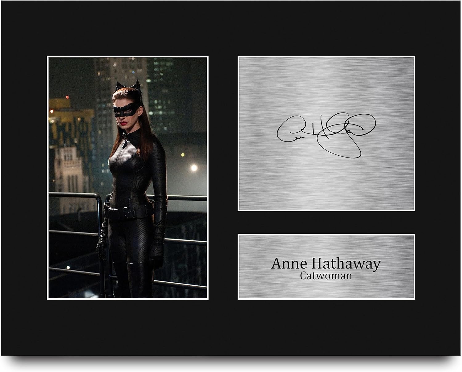 HWC Trading Anne Hathaway Dark Knight Rises Catwoman Framed Gifts Printed Signed Autograph Picture for Movie Memorabilia Fans - US Letter Size