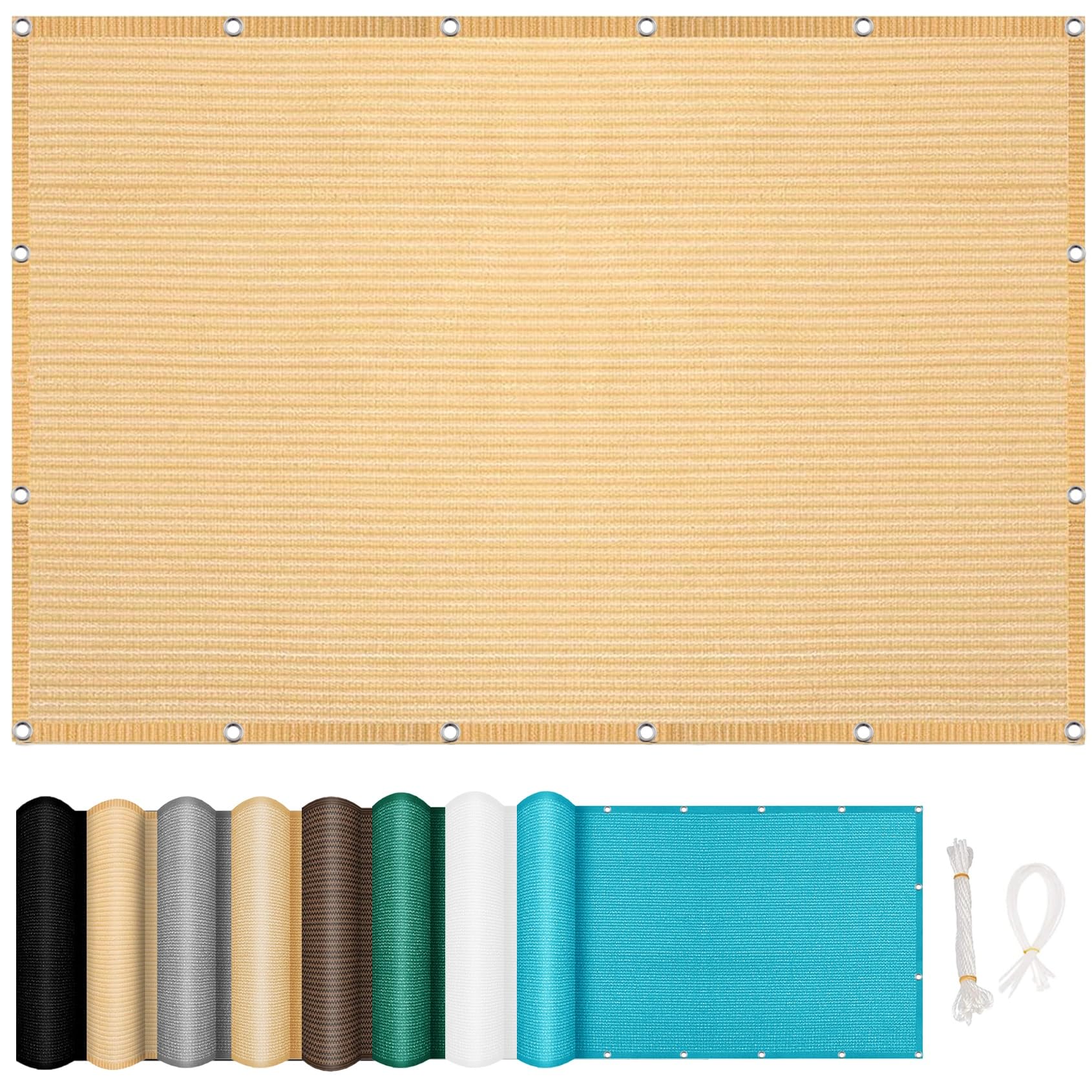 Voile d'ombrage rectangulaire 2.4x9m crème en filet HDPE respirant