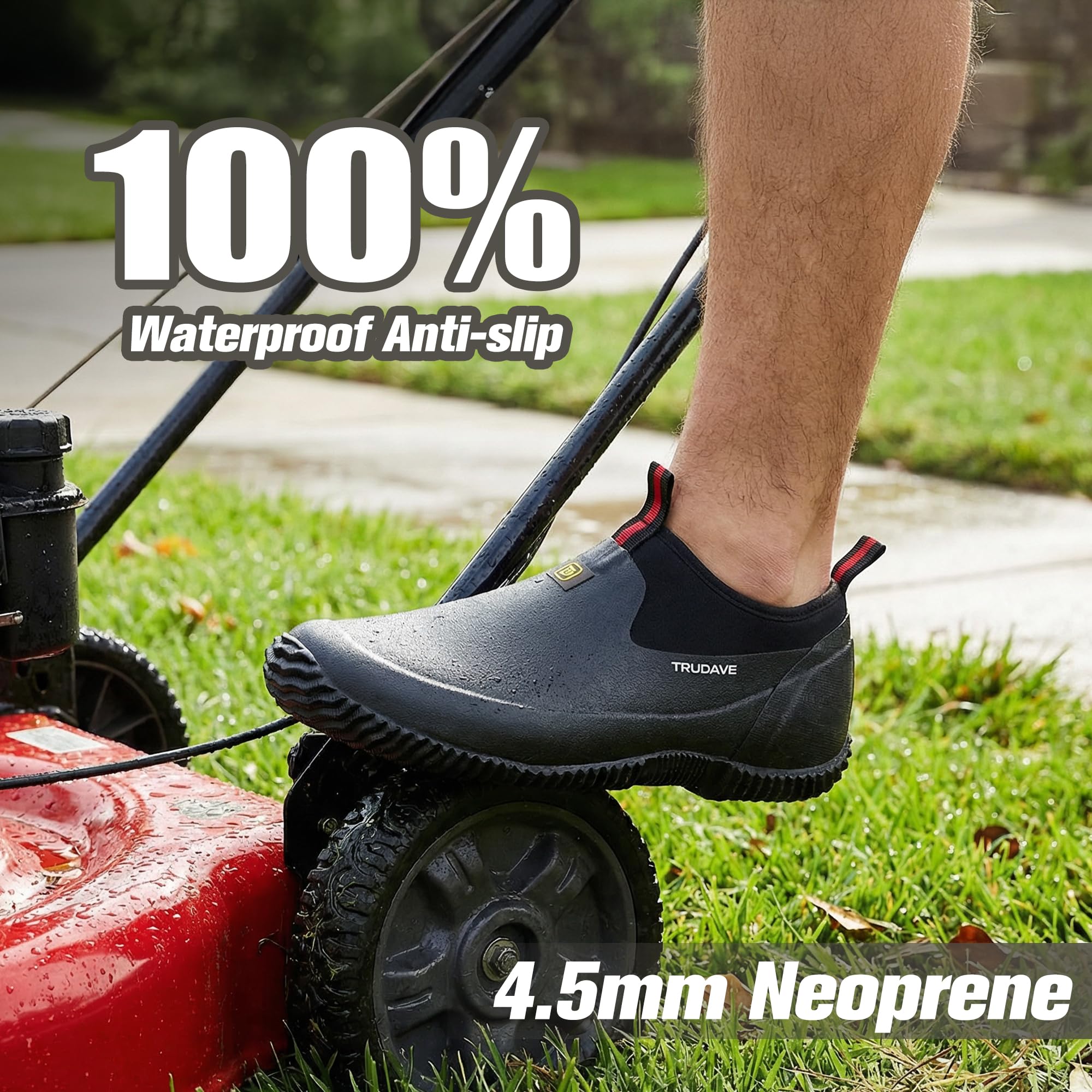 Trudave Zapatos de jardín para hombres y mujeres, zapatos de goma impermeables con neopreno de 4.5 mm, botas de lluvia para mujer, para jardinería, talla 6-13