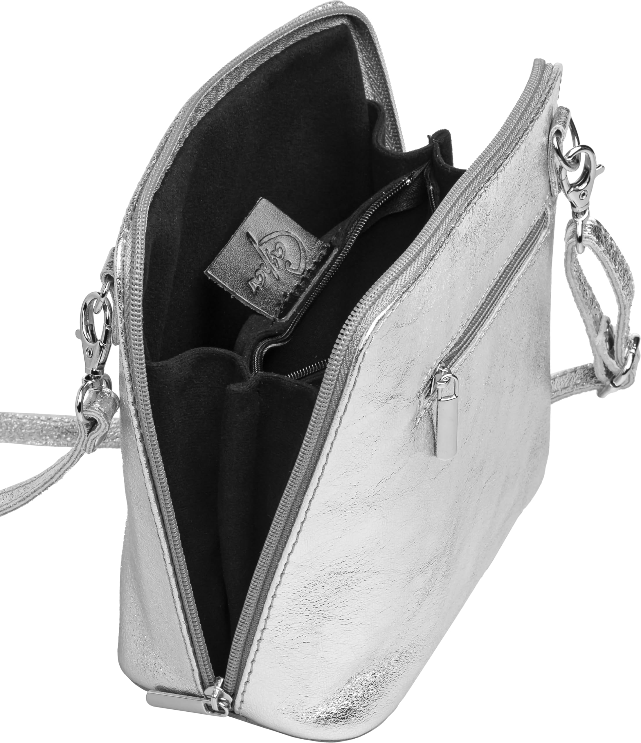 Caspar Kleine Elegante Leder Clutch Damen Umhängetasche in metallic Optik - CLASSIC LINE - Modell No.778 - Made in Italy