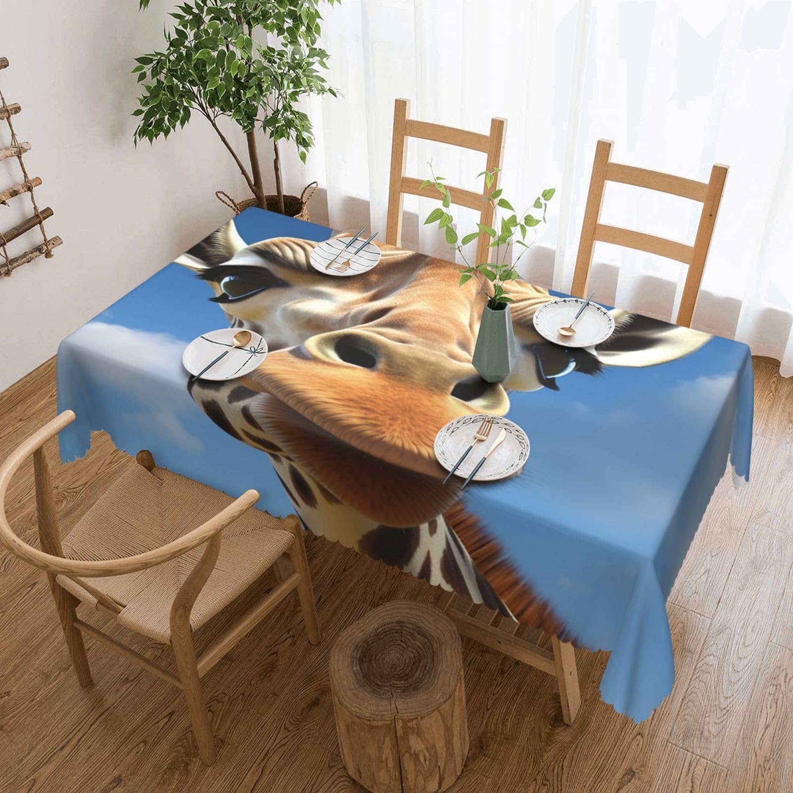 Fodpand Black Funny Giraffe Tablecloths For Rectangle Tables 72 X 54 Inches - Reusable And Washable Table Clothes Decorative Table Cover For Dining Tables, Buffet Parties, Wrinkle Resistant