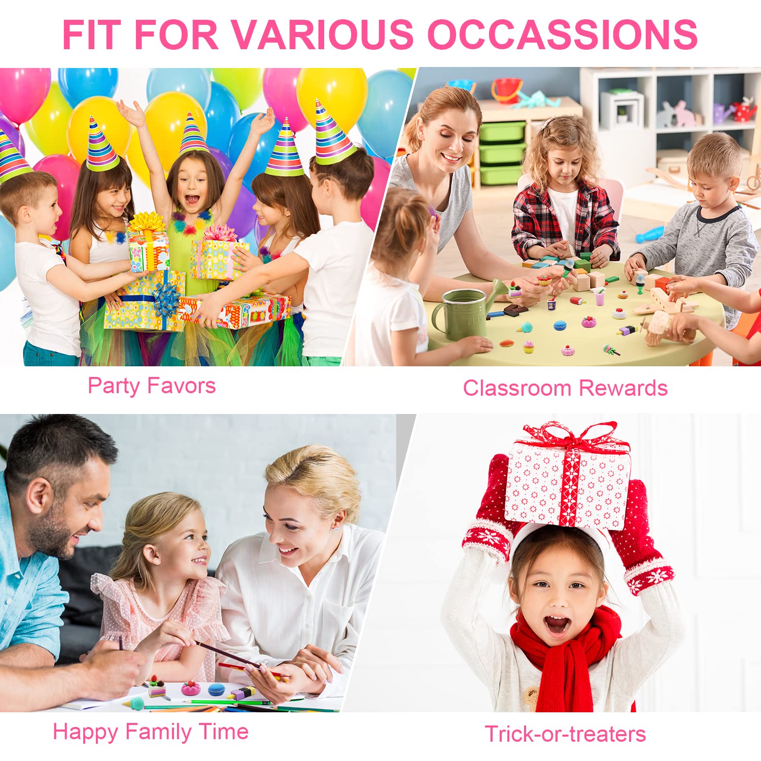 Gomme fantasia, 30 pezzi gomme carine, gomma bambino, gomma fantasia, adatto per compleanno festa dei bambini Festival Capodanno Natale (diversi stili, selezionati a caso)