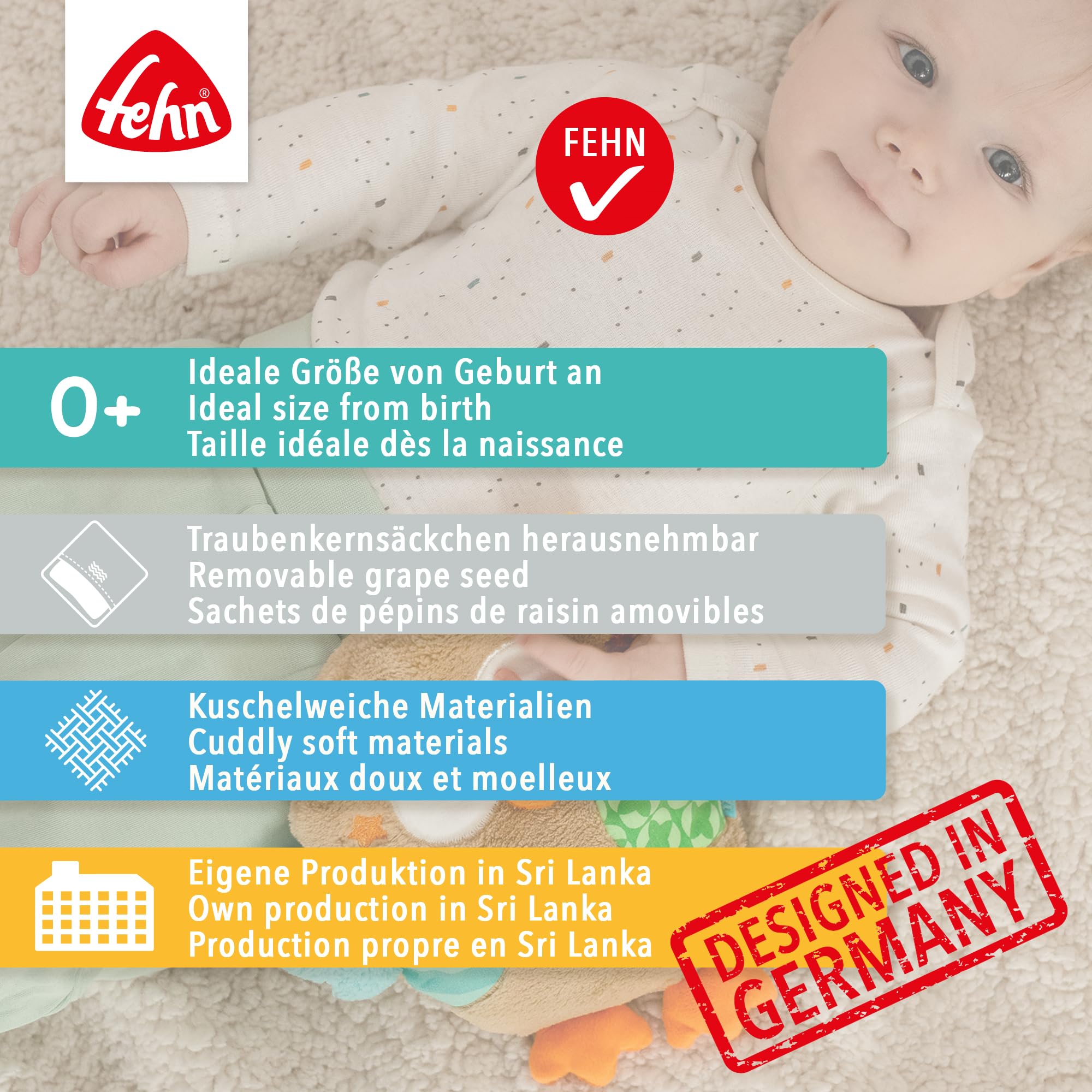 Fehn animal térmico koala - Cojín de pepitas de uva con un bonito diseño de koala de peluche - Almohadilla térmica para la relajación de bebés y niños pequeños a partir de 0+ meses