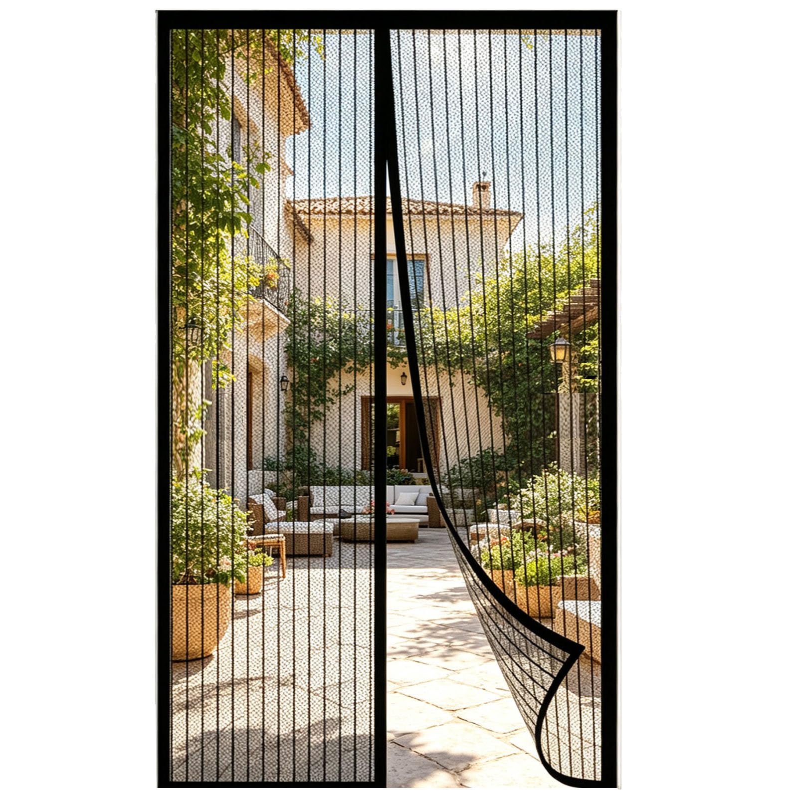 Fly Screen Balcony Door Magnet,Garage Mosquito Screen Door Curtain (B,90 × 200)