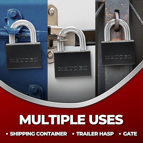 Miniatura 3 de Maudex PDK73 - Candado resistente con 5 llaves, grillete resistente a cortes de 0.512 in, protección de cuerpo de acero, cerradura de alta seguridad
