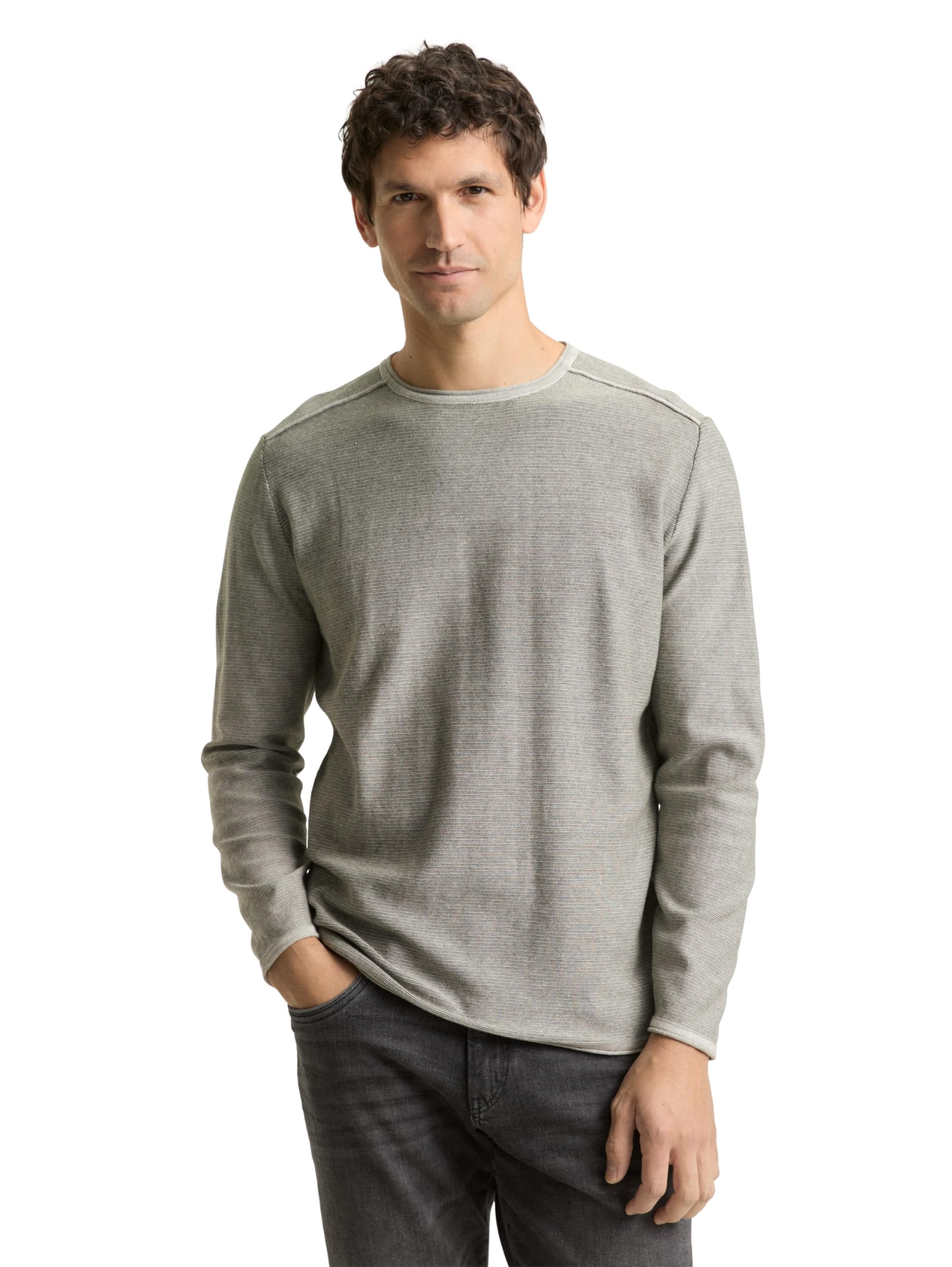TOM TAILOR Herren Strickpullover mit feinem Streifenmuster