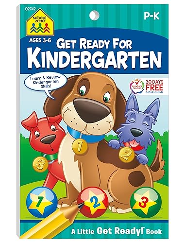 School Zone - Get Ready for Kindergarten Workbook - Ages 3 to 6, Preschool to Kindergarten, Letters, Numbers, Shapes, Colors, Matching, and More (School Zone Little Get Ready!™ Book Series)