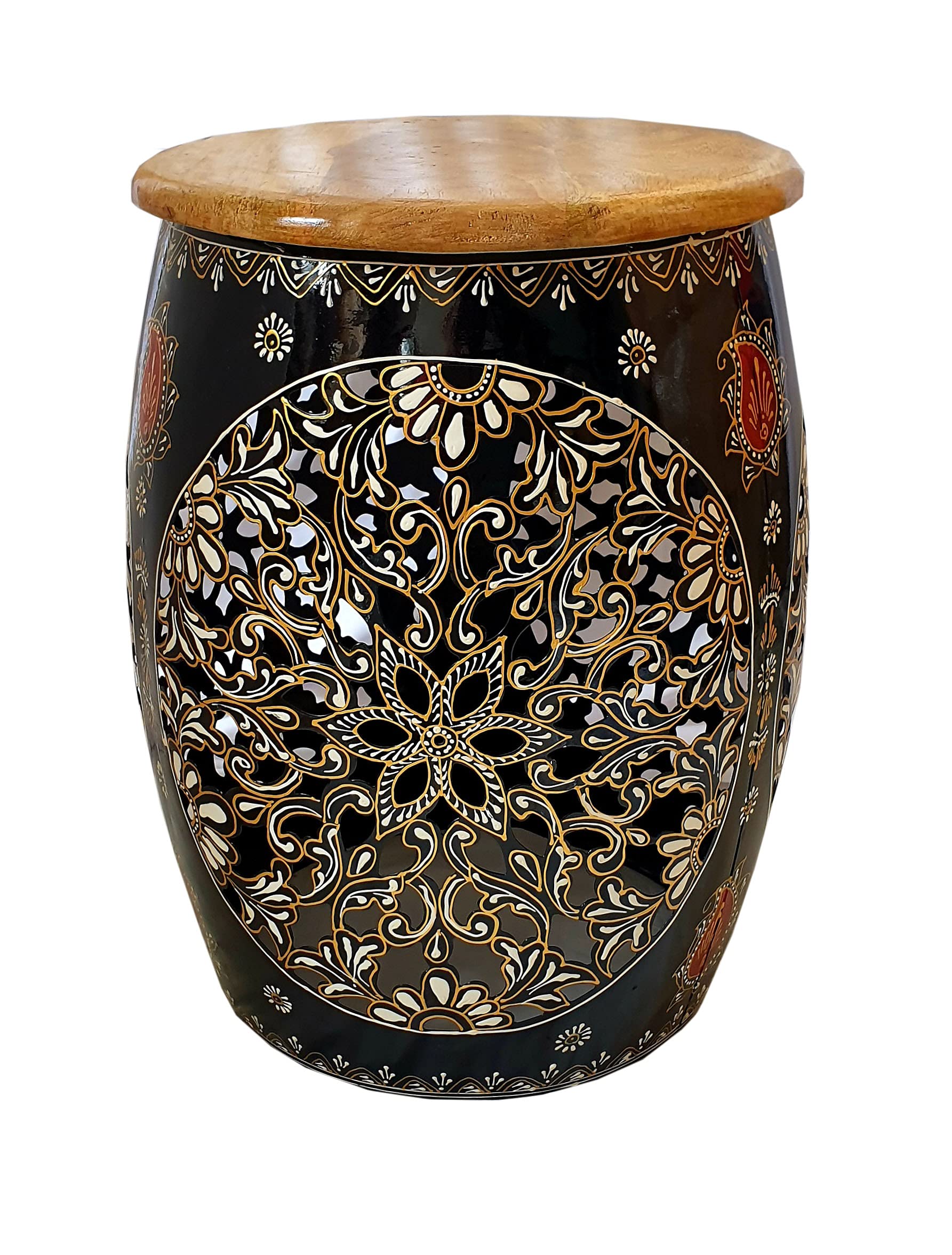 AHN Iron Hand Painted Stool/Table for Showpiece/Decoration/Living Room/Sitting Mudda , Multicolour