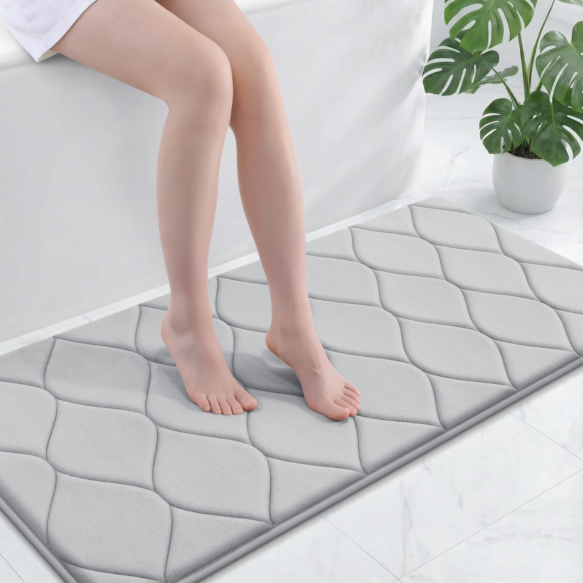 Smiry Memory Foam Bath Mat 47x24, Ultra Soft Absorbent Bathroom Rugs