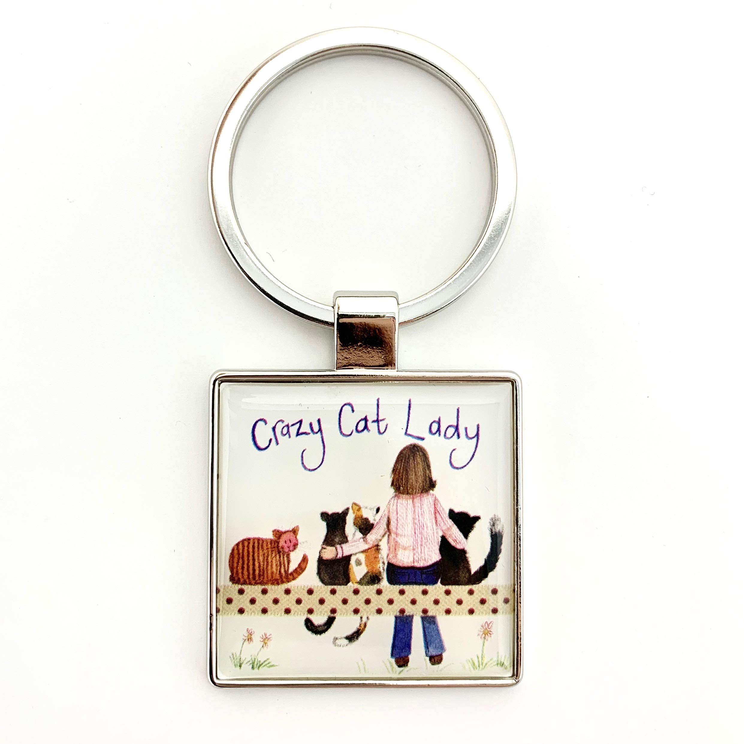 Alex Clark White Crazy Cat Lady Keyring
