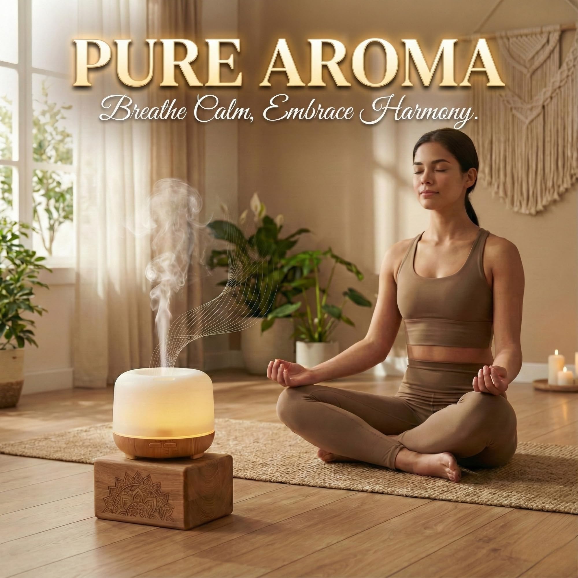Pure Aroma 500ml Essential Oil Diffuser | Ultrasonic 5-in-1 Aromatherapy Humidifier | Timer & Auto-Off Safety | Quiet Air Humidifier | LED Night Light | Elegant Brown Finish | Best for Home & Office - Image 5 thumbnail