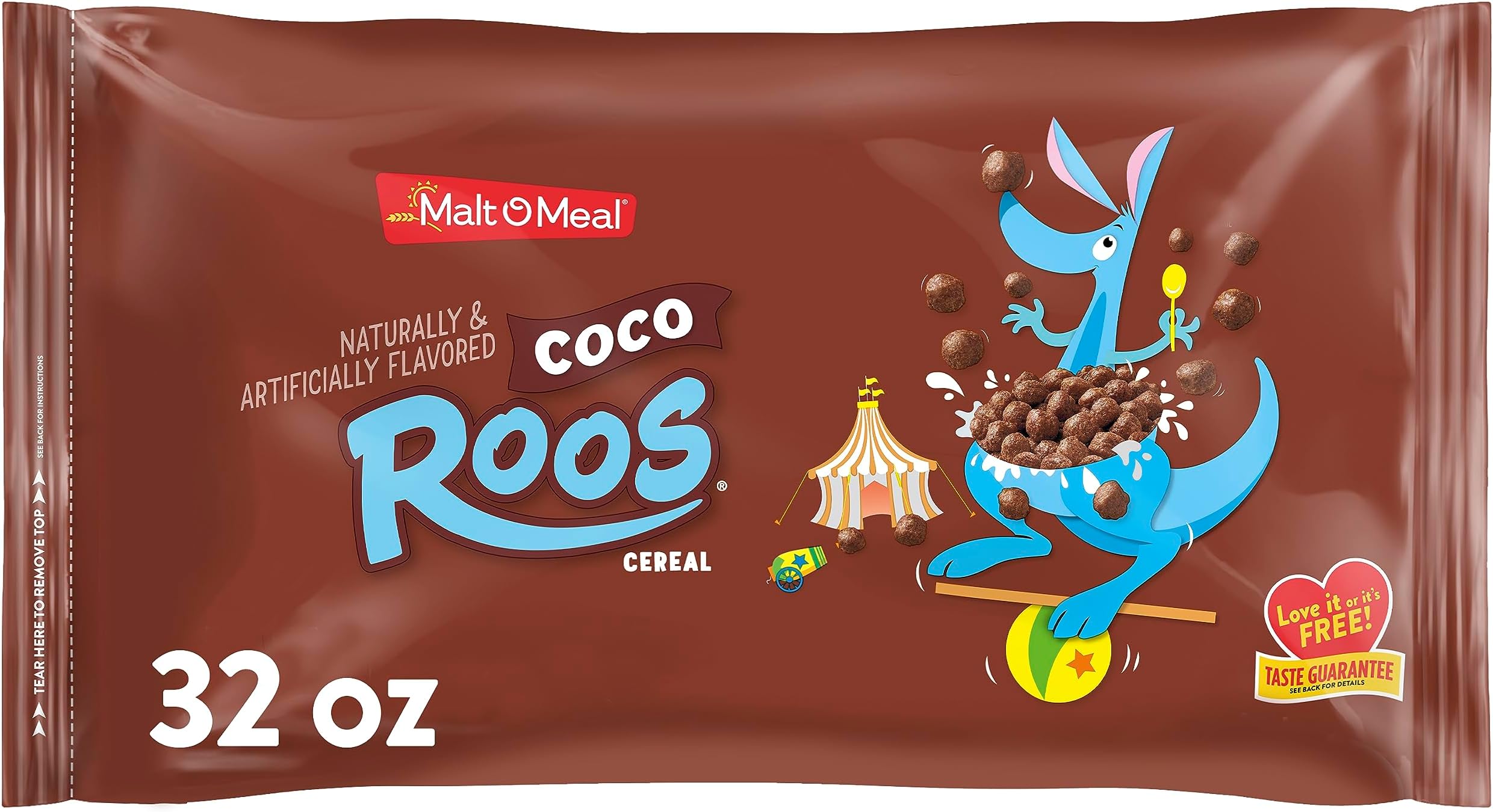 Coco Roos Breakfast Cereal, Crunchy Chocolate Puffs, 32 OZ Resealable Cereal Bag