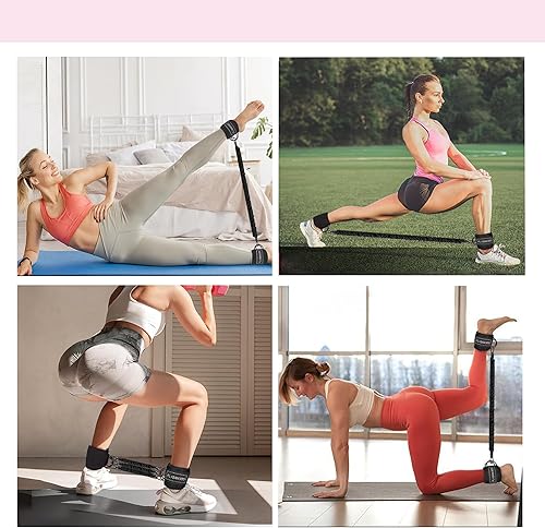 Miniatura 6 de Cinturón de empuje de cadera para pesas y bandas de resistencia de tobillo con puños para entrenamiento, cinturón de empuje de cadera para