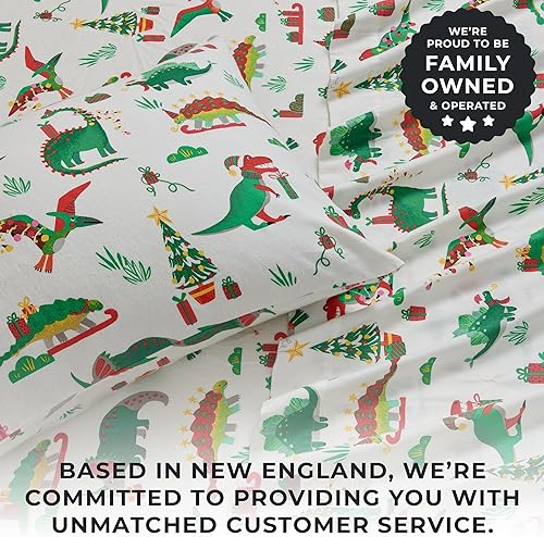 Miniatura 4 de Great Bay Home Juego de sábanas de Navidad de franela de algodón turco 100 %, bajera con gran caída lateral, suaves, para una cama cálida,