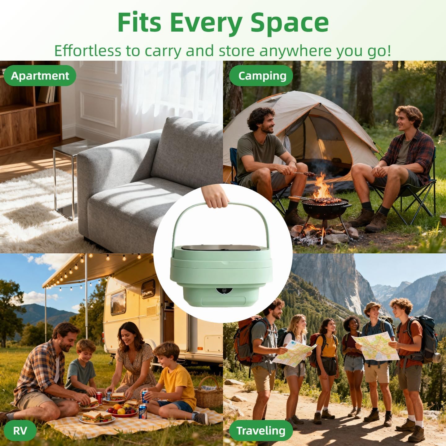 Lavatrice Pieghevole 8L, Mini Lavatrice Portatile con 3 Modalità di Lavaggio & Cestello Strizzatore, Disinfezione Ag+, Risparmio Energetico per Intimo, Calzini, Abiti Bambino, Viaggio e Studentato