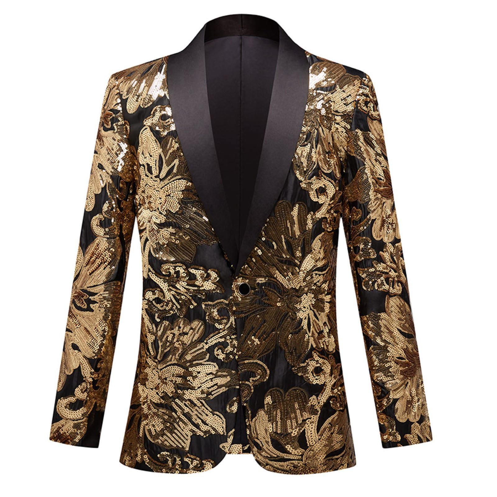 Chaqueta de traje de hombre otoño-invierno con lentejuelas con corte ajustado para un estilo casual y elegante