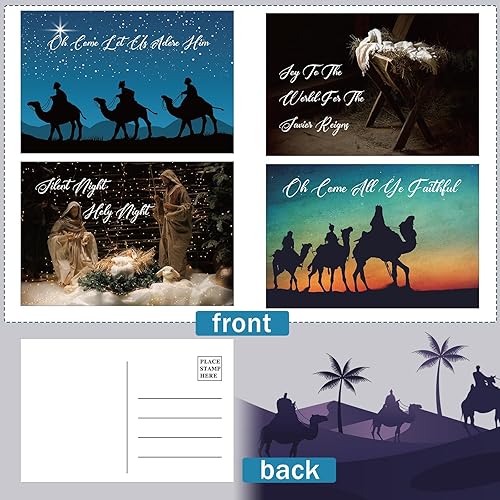 Miniatura 4 de 120 tarjetas postales de Navidad de Natividad religiosa, versículos de la Biblia, postales de notas en blanco, tarjetas de Navidad cristianas con