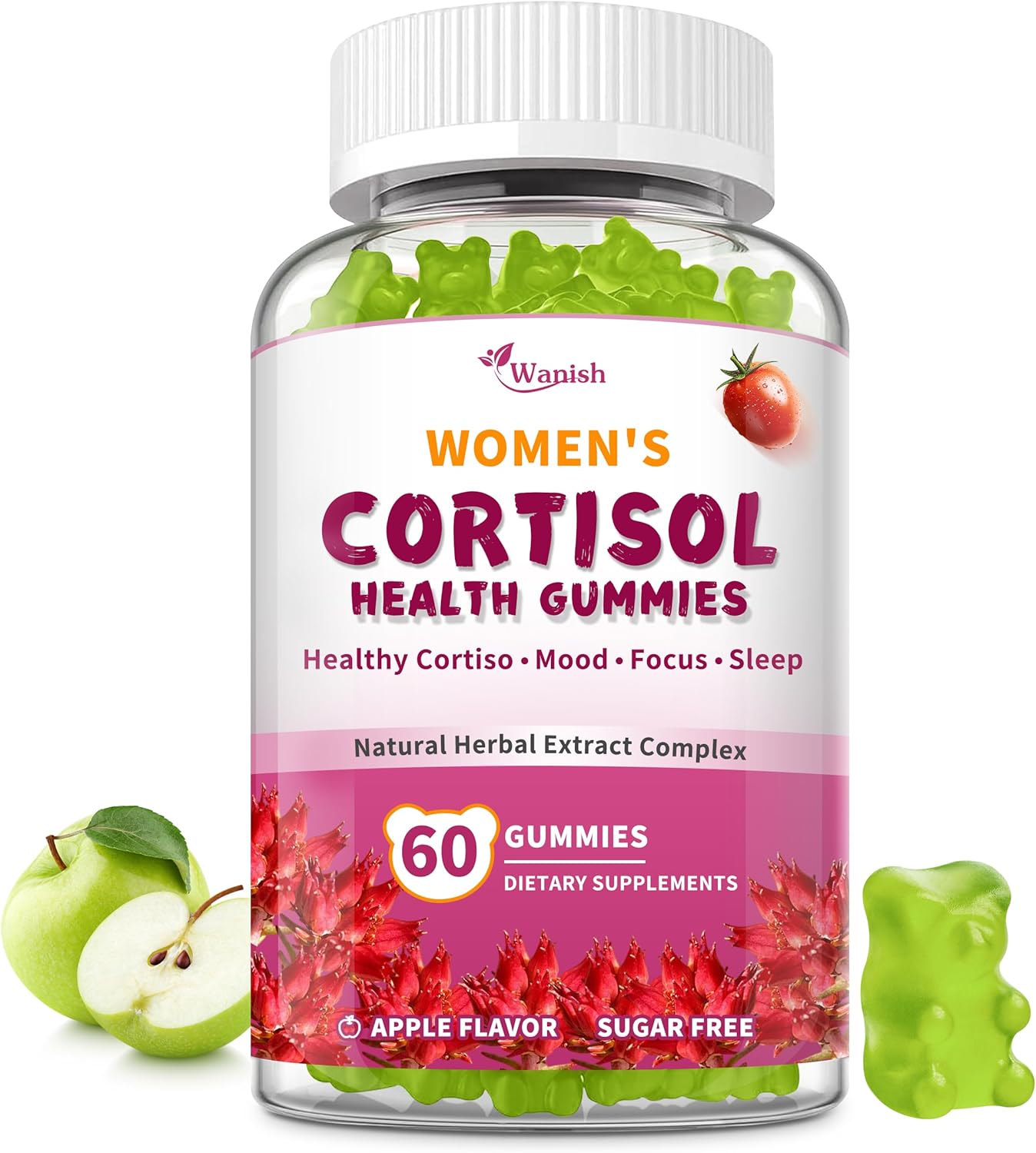 Cortisol Gummies for Women- Promote Relaxation and Support Mood- Natural Ingredients with Ashwagandha, Rhodiola Rosea, etc. Cortisol Manager Gummies for Adrenal Support,Vegan,Apple Flavor,60 Count Cortisol Gummies for Women- Promote Relaxation and Support Mood- Natural Ingredients with Ashwagandha, Rhodiola Rosea, etc. Cortisol Manager Gummies for Adrenal Support,Vegan,Apple Flavor,60 Count