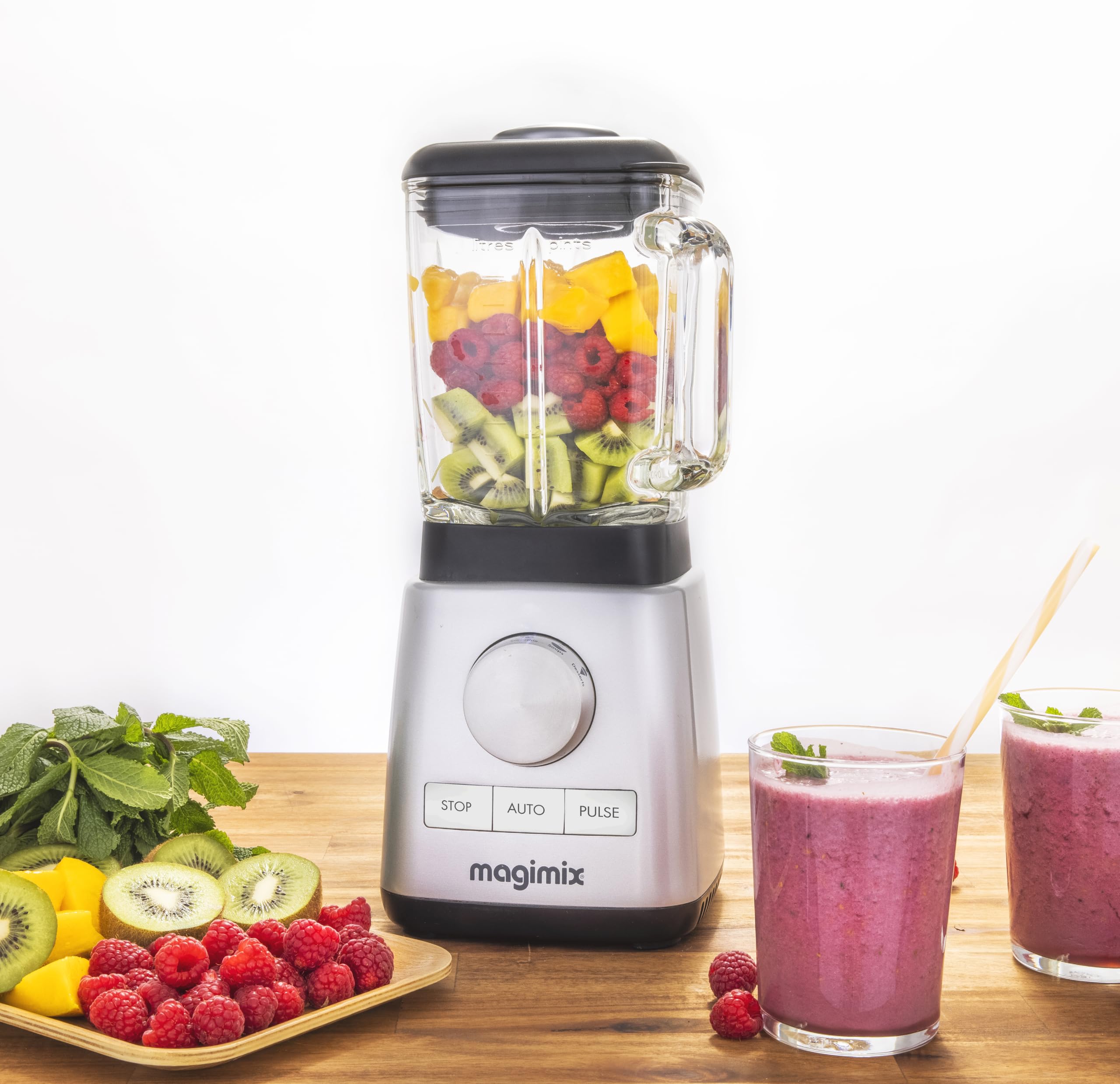 magimix Standmixer 2,8 L - Power 5 XL- Blender 1500W Hochleistungsmotor - 4 Automatikprogramme, Smoothies, Suppen, Crushed Ice & Frozen Desserts, BPA-frei - Chrome matt