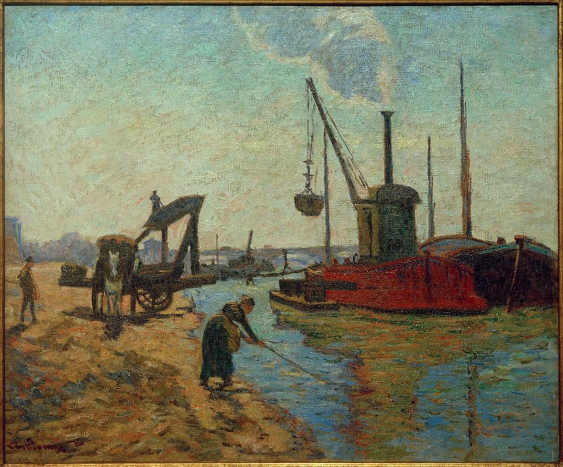 ARTXLXXBN Famous Art Print Poster Vintage Wall Art Working on the Pont National by Jean Baptiste Armand Guillaumin Canvas Art Poster for Home Decor 60x90cm