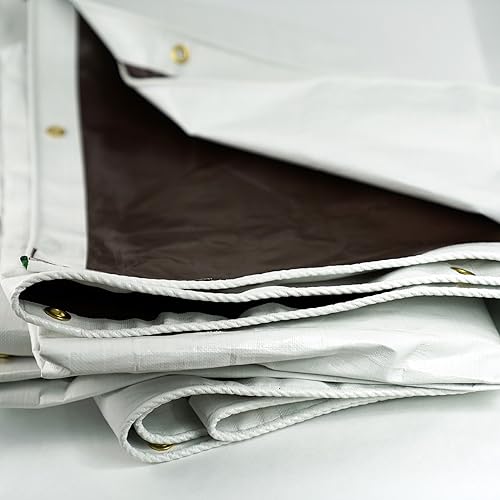 Miniatura 6 de Watershed Innovations HydraCanvas - Lona impermeable súper resistente de 12 pies x 16 pies 16 mil de grosor lona reversible blanca y marrón