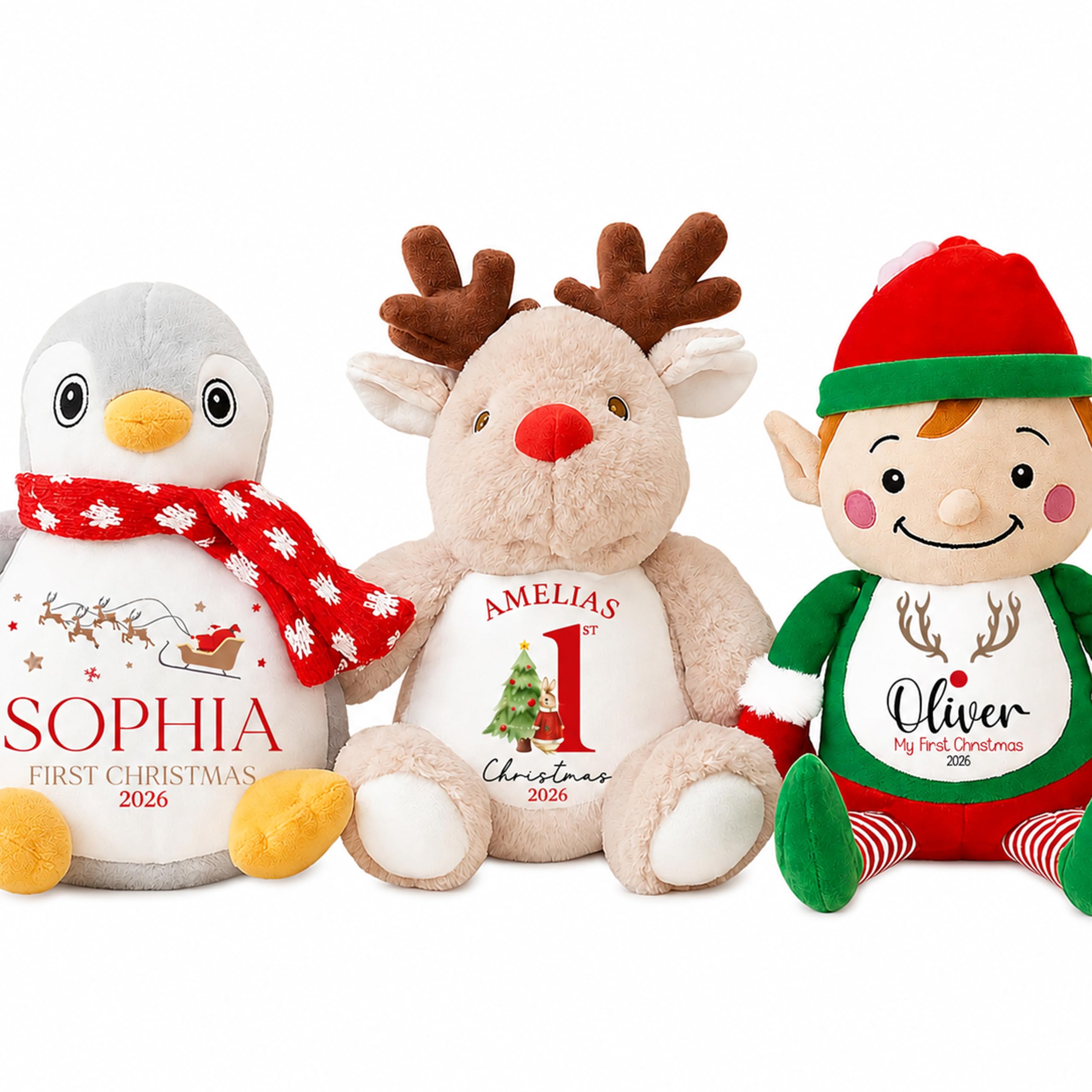 Personalised 1st Christmas Teddy | First Christmas Teddy | Baby’s 1st Christmas | First Christmas Gift | 1st Christmas Toy, 1st Christmas Bib | Baby's 1st Christmas Gift