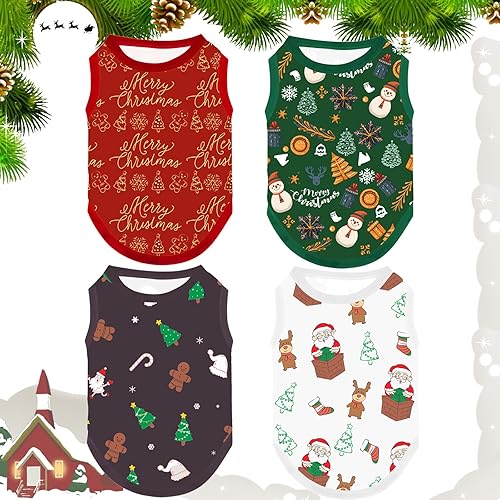 Miniatura 4 de 4 camisas de Navidad para perro, ropa para perros medianos, hembras y niños, camisas estampadas para cachorros, camisetas transpirables con