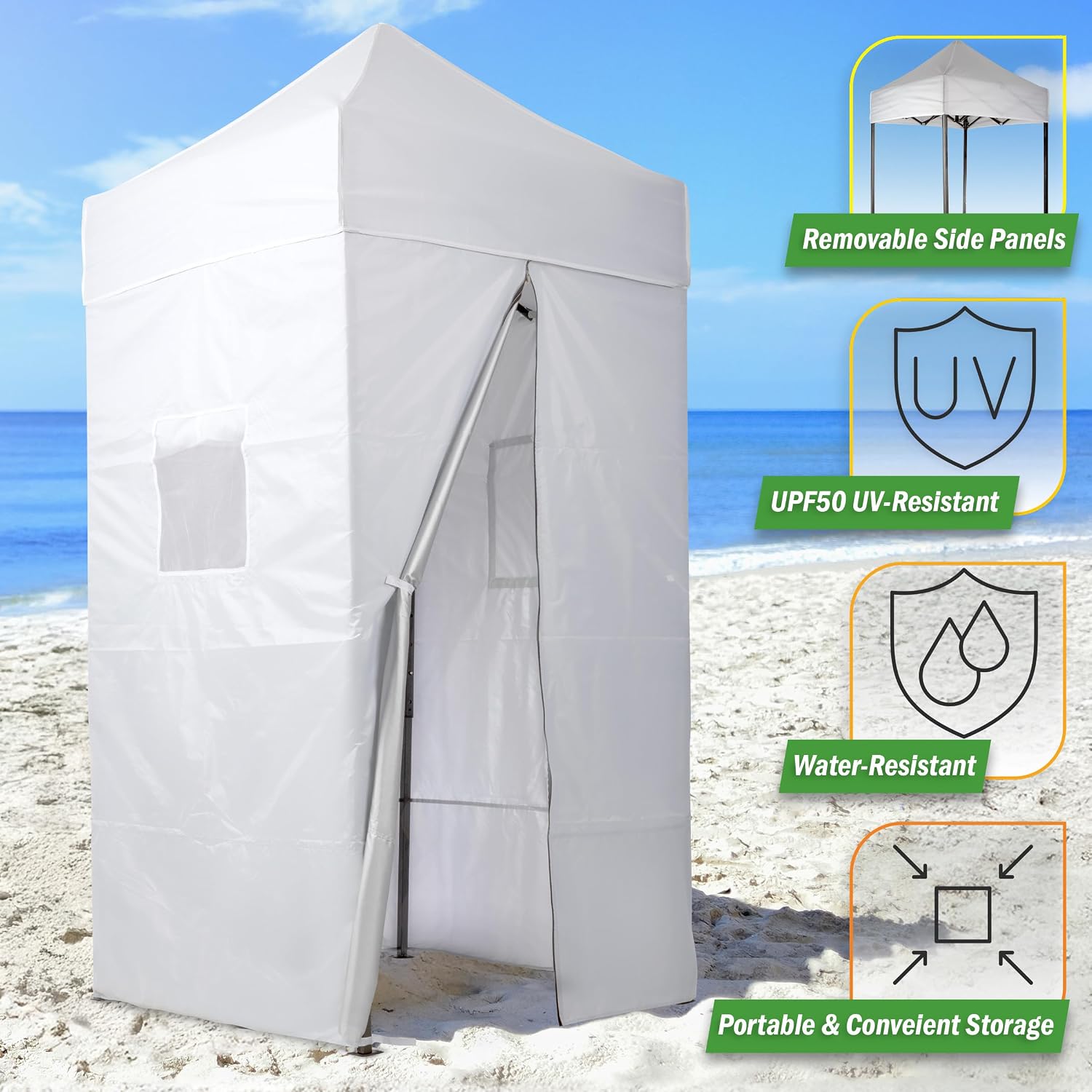 Pop Up Changing Tent - 46.5” Steel Frame Canopy Sun Shelter Pool Cabana, Portable Changing Room, or Privacy Tent for Camping Toilet or Portable Shower - Camping Essentials by Wakeman Outdoors (Black)