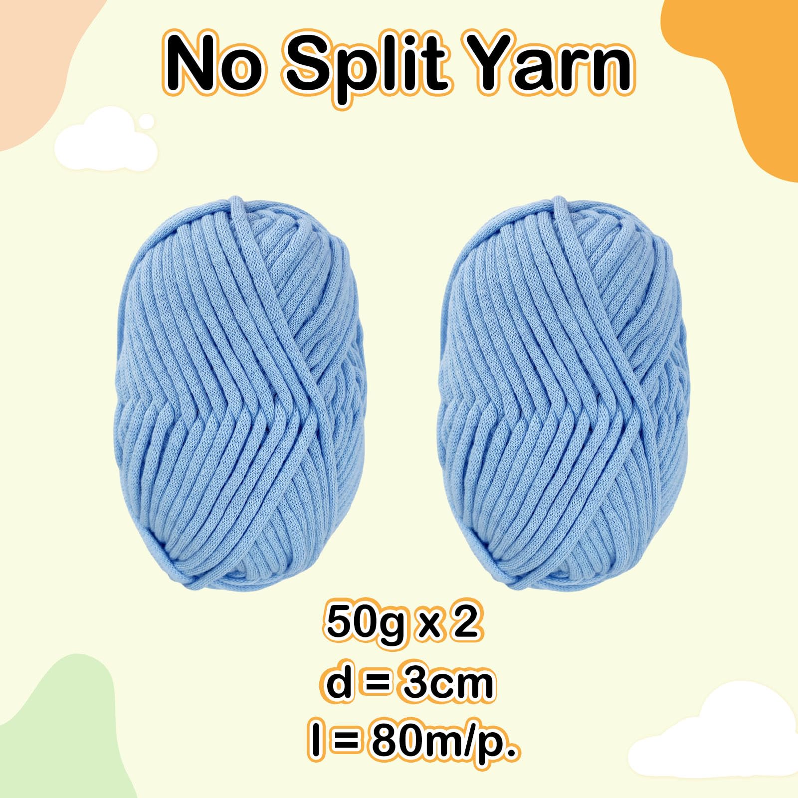 Renyiz Chunky Yarn for Crochet 2x50g Soft Thick Wool for Beginners and Amigurumi Projects Easy Crochet Starter Kit Light Blue Yarn - Image 2