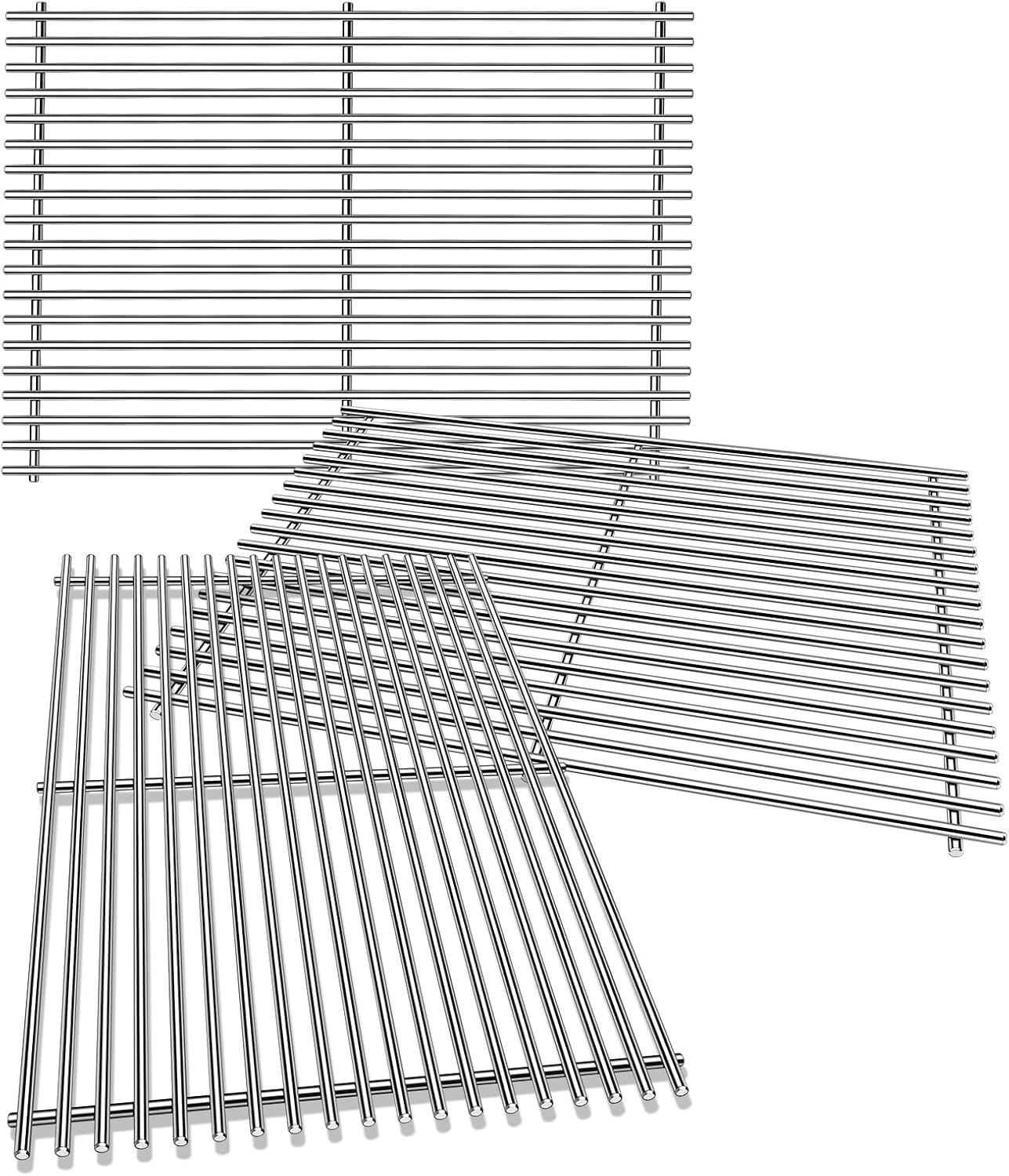 Kalomo Grill Grates Parts for Weber Genesis Grill 66803, 66096, Weber Genesis II E-610, Genesis II LX E-640 S-640, CSE-315, CSS-315, 18”Stainless Steel Grids BBQ Gas Grill Replacement Parts silver 1