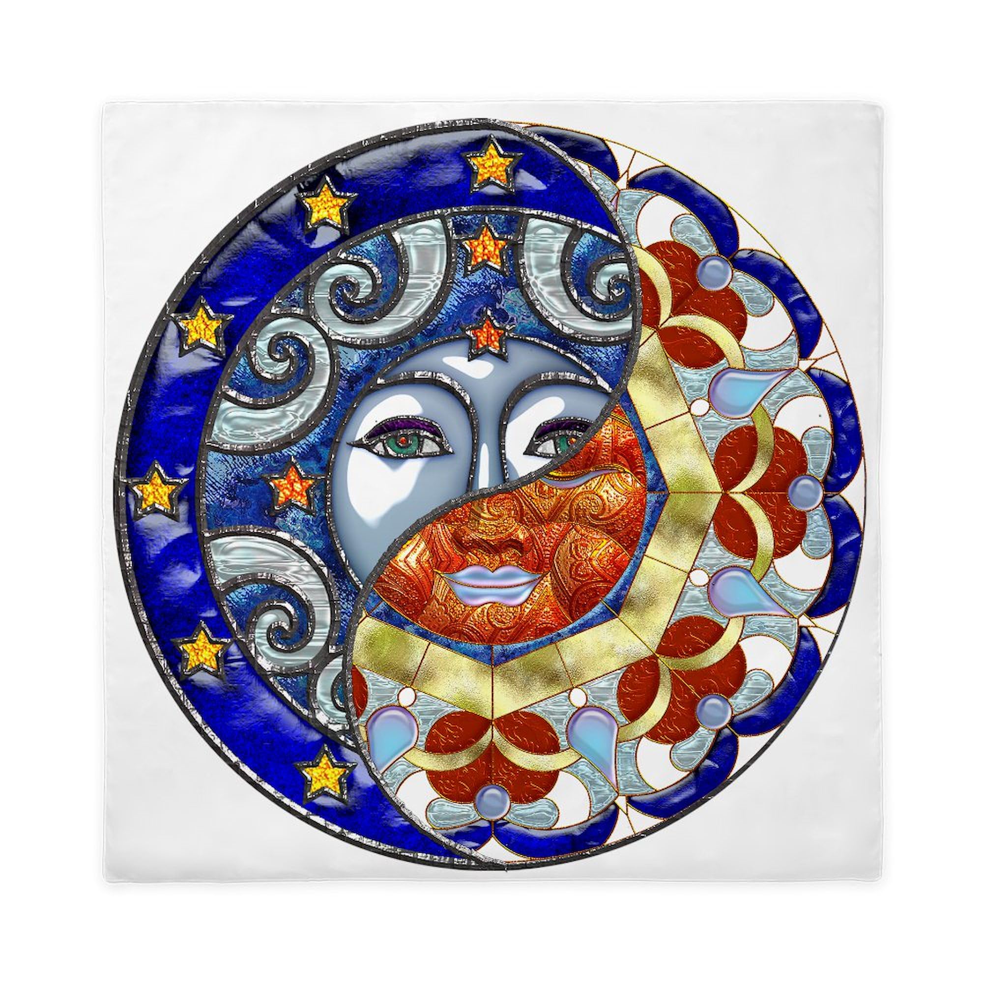 CafePress Harvest Moons Sun and Moon Yin Yang Queen Duvet Cover, Printed Comforter Cover, Unique Bedding