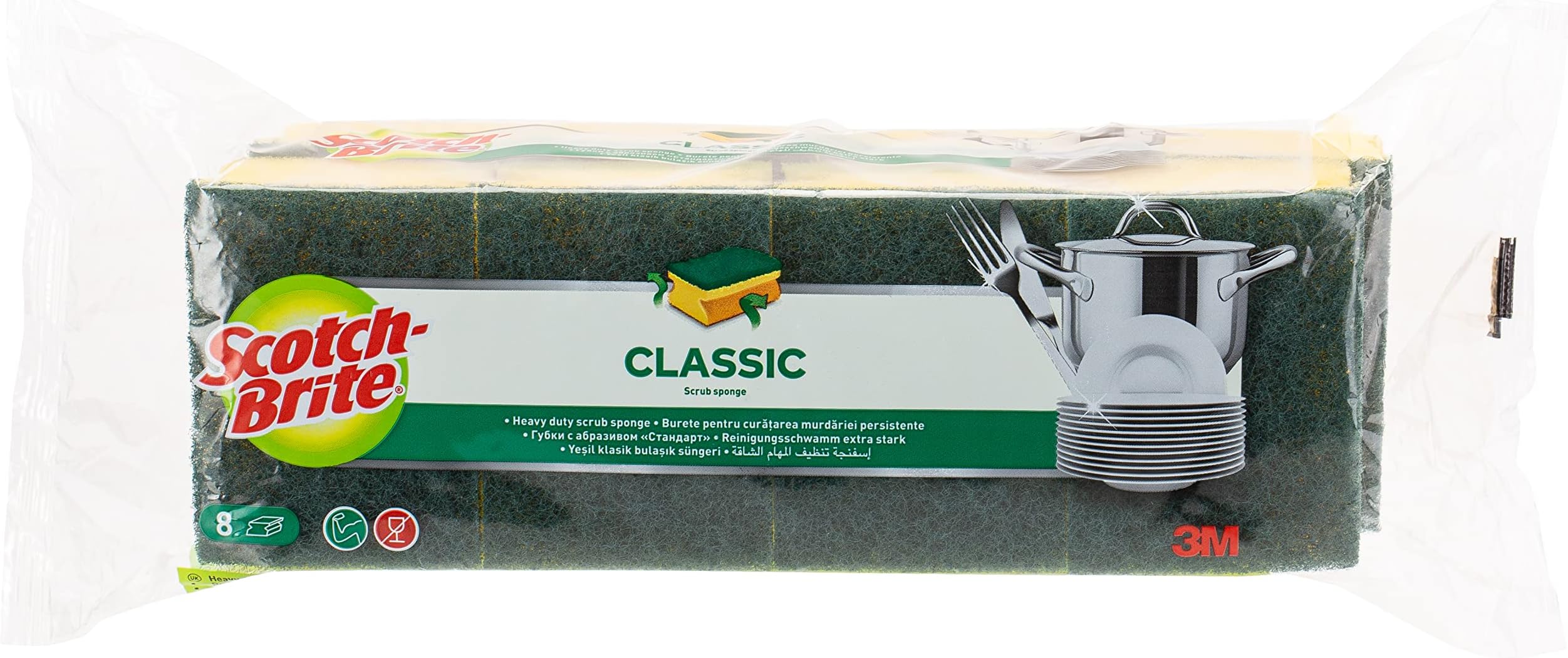 Scotch-Brite Classic Grip Sponge 8 per pack ,Green