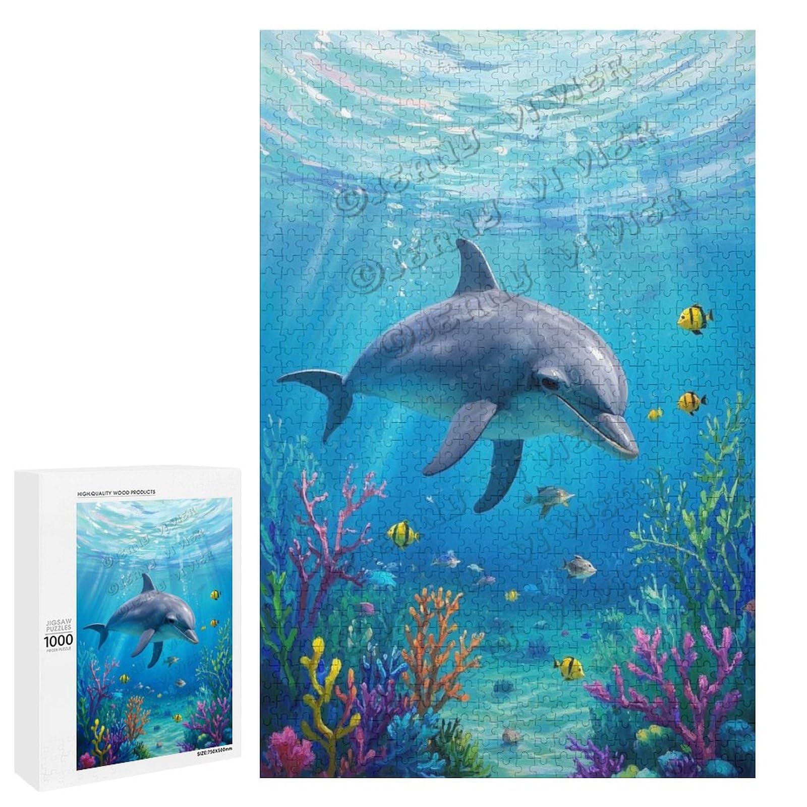 ヒゲトラページ Amazon.com: 1000 Piece Puzzle, Dolphin Design, Wooden Puzzle