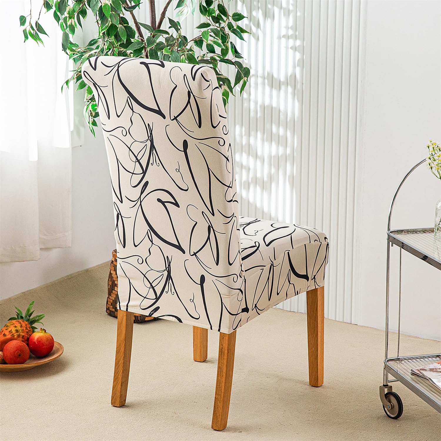 HZDHCLH Chair Covers Slipcovers 4/6 PCs Stretch Removable Washable Short Dining Chair Protector Cover Seat for Hotel,Dining Room,Ceremony (Line butterfly,4 PCS) - Image 4