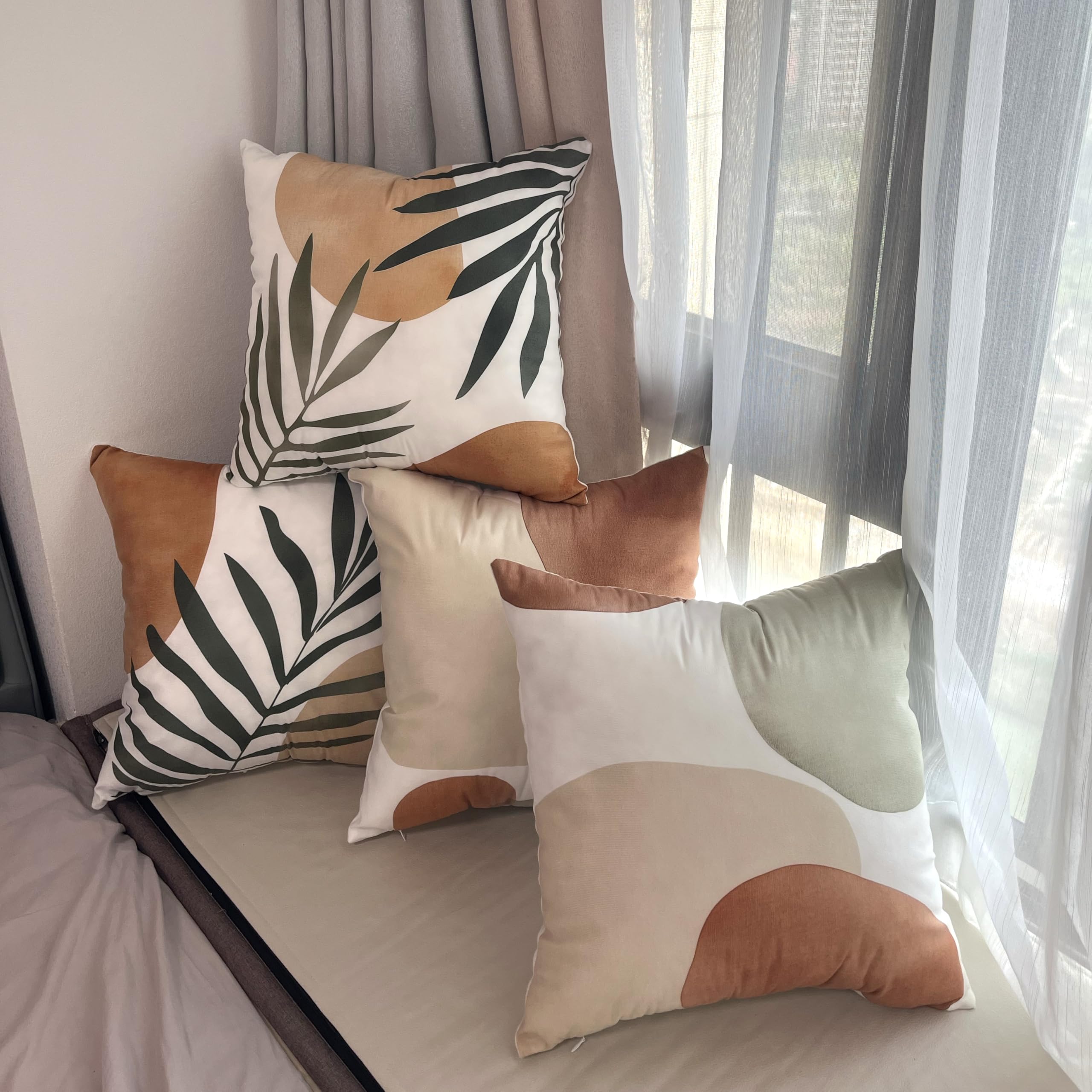 Housses De Coussin Velours 45x45cm - Lot De 4 | Taie Décorative Canapé, Salon, Chambre | Fermeture Éclair Cachée