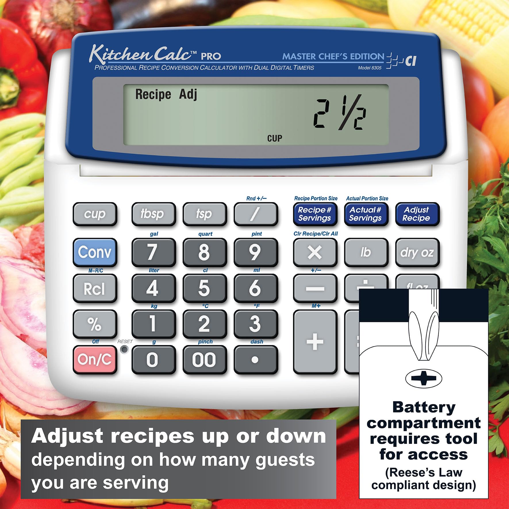 Calculated Industries KitchenCalc 8305 PRO Master Chef Edition Calcolatrice di conversione con doppio timer digitale